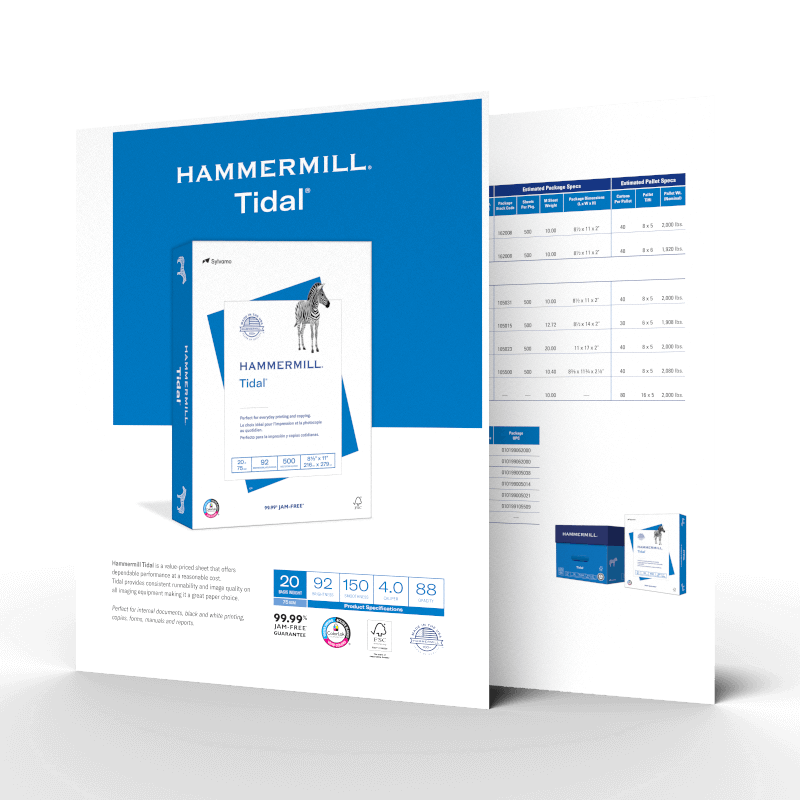 Hammermill Printer Paper, 20lb Tidal, 8.5x11, White, Express Pack, 2500  Sheets 